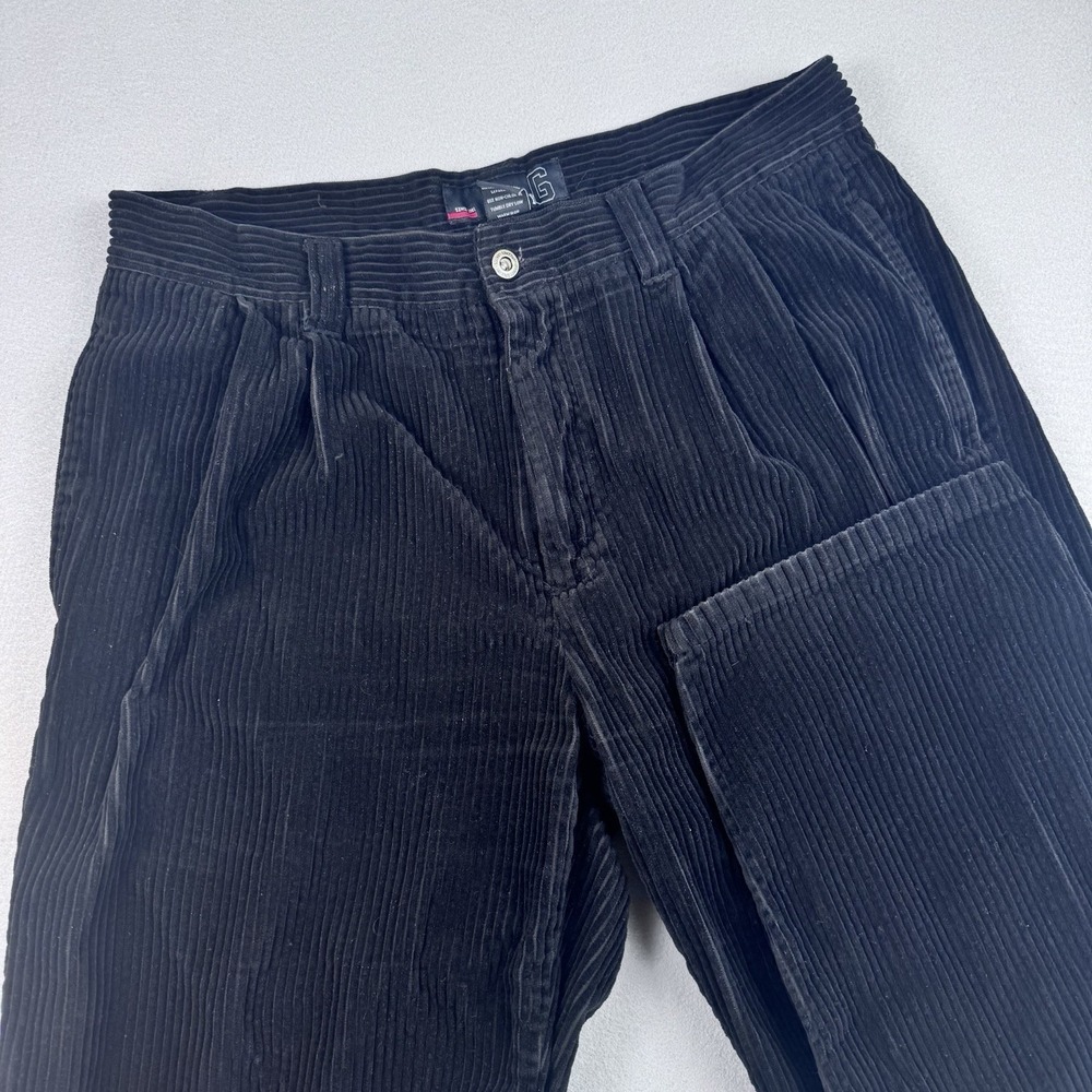 Vintage Godbody Baggy Corduroy Pants Men 38x32 Black Pleated Wide Leg Skater
